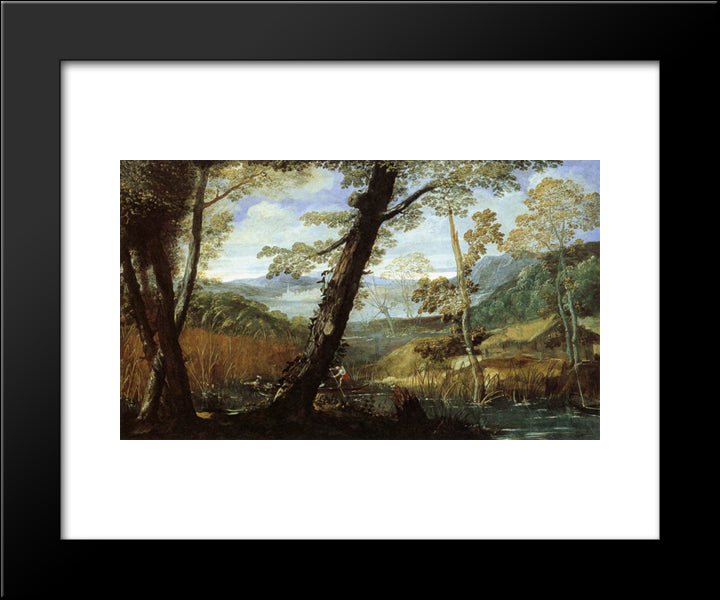 River Landscape 20x24 Black Modern Wood Framed Art Print Poster by Carracci, Annibale