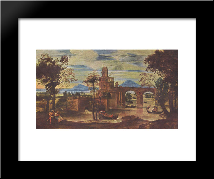 Romische Landschaft 20x24 Black Modern Wood Framed Art Print Poster by Carracci, Annibale