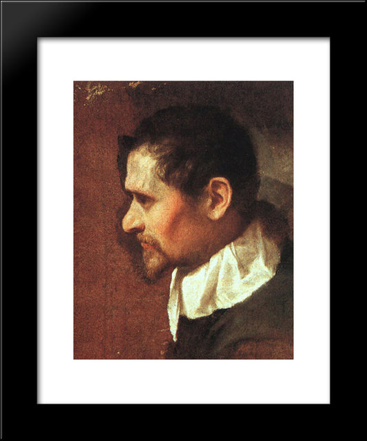 Self-Portrait In Profile 20x24 Black Modern Wood Framed Art Print Poster by Carracci, Annibale