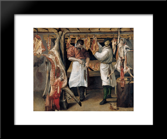 The Butcher`S Shop 20x24 Black Modern Wood Framed Art Print Poster by Carracci, Annibale