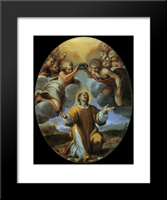 The Coronation Of St Stephen 20x24 Black Modern Wood Framed Art Print Poster by Carracci, Annibale