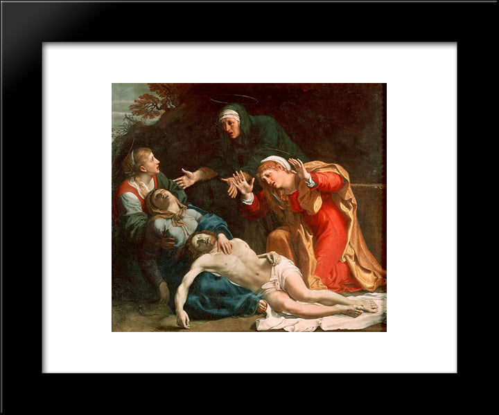 The Dead Christ Mourned (The Three Maries) 20x24 Black Modern Wood Framed Art Print Poster by Carracci, Annibale