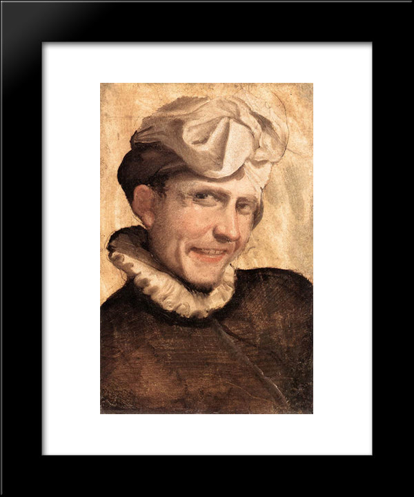 The Laughing Youth 20x24 Black Modern Wood Framed Art Print Poster by Carracci, Annibale