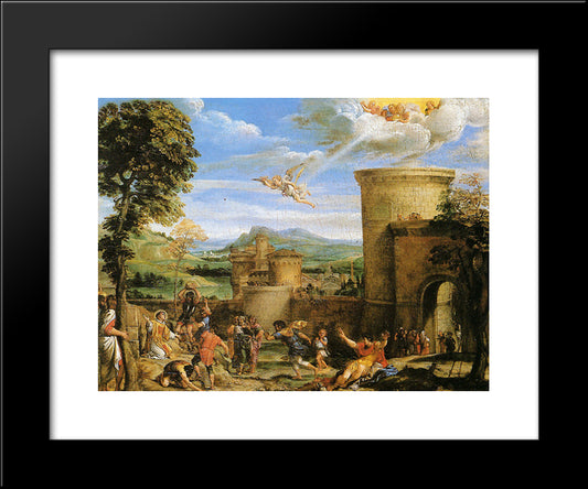 The Martyrdom Of St Stephen 20x24 Black Modern Wood Framed Art Print Poster by Carracci, Annibale