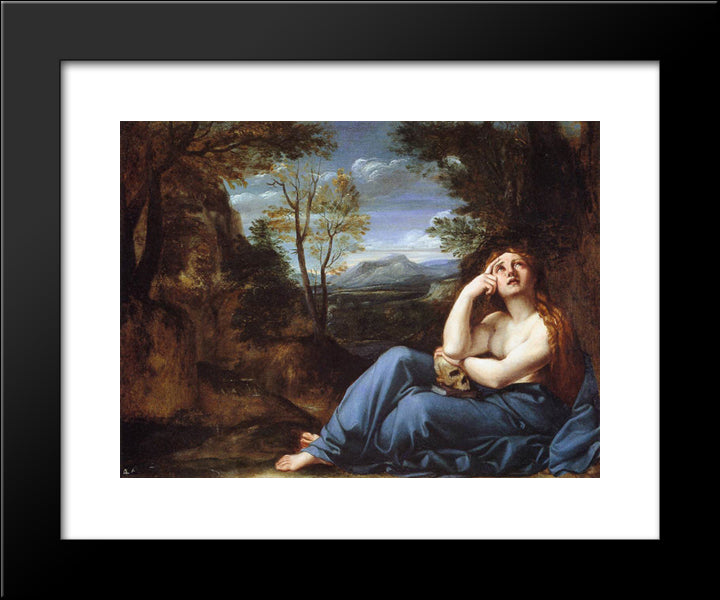 The Penitent Magdalen In A Landscape 20x24 Black Modern Wood Framed Art Print Poster by Carracci, Annibale