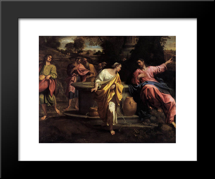 The Samaritan Woman At The Well 20x24 Black Modern Wood Framed Art Print Poster by Carracci, Annibale