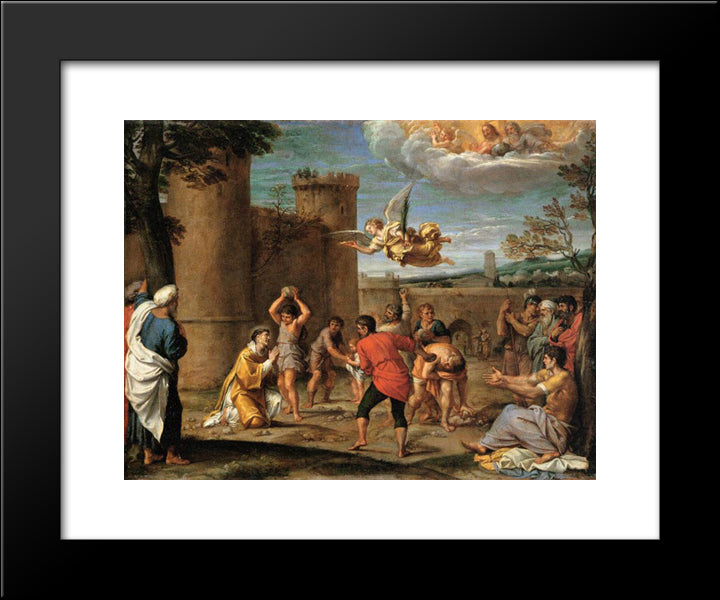 The Stoning Of St Stephen 20x24 Black Modern Wood Framed Art Print Poster by Carracci, Annibale