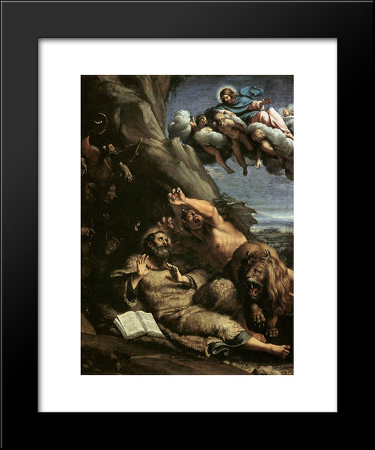 The Temptation Of St Anthony Abbot 20x24 Black Modern Wood Framed Art Print Poster by Carracci, Annibale