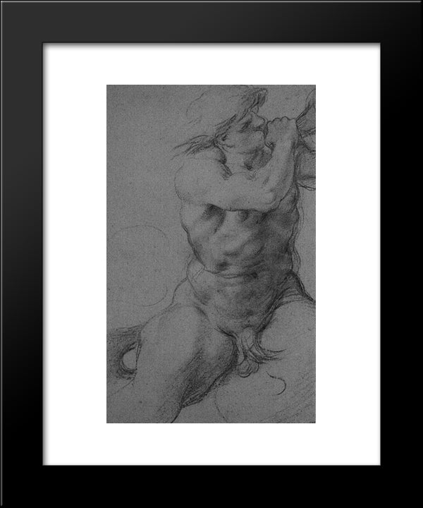 Triton 20x24 Black Modern Wood Framed Art Print Poster by Carracci, Annibale