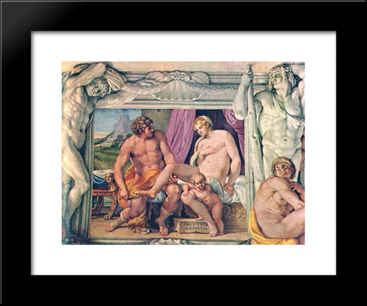 Venus And Anchises 20x24 Black Modern Wood Framed Art Print Poster by Carracci, Annibale