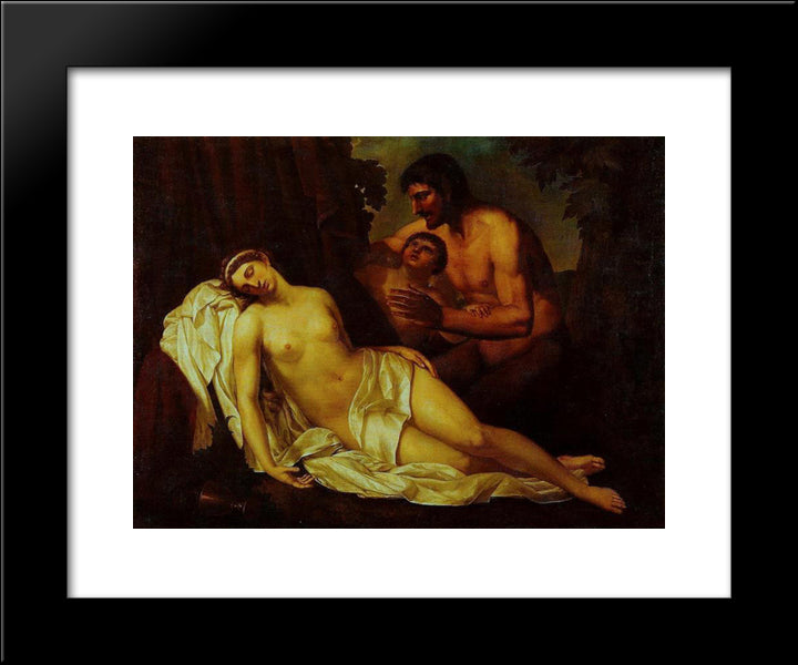 Venus Inebriated By A Satyr (La Nuda) 20x24 Black Modern Wood Framed Art Print Poster by Carracci, Annibale