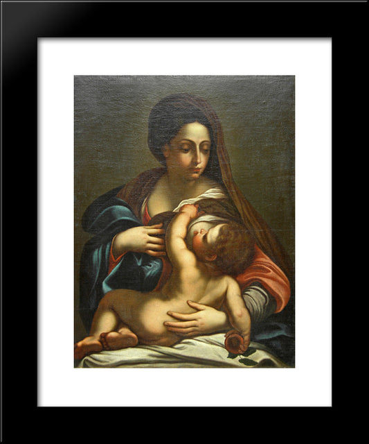 Virgin And Child 20x24 Black Modern Wood Framed Art Print Poster by Carracci, Annibale