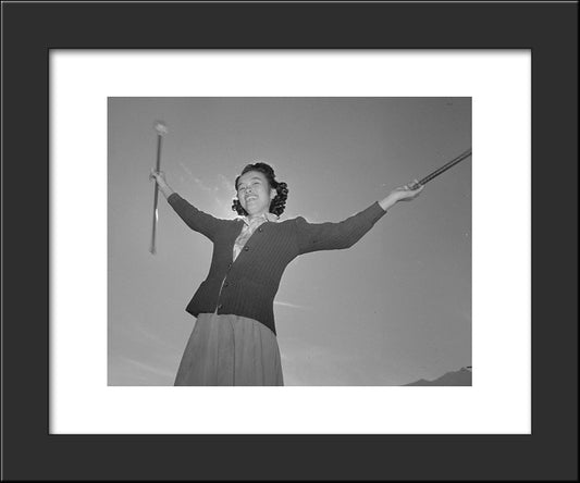 Baton Practice At The Manzanar War Relocation Center 20x24 Black Modern Wood Framed Art Print Poster by Adams, Ansel