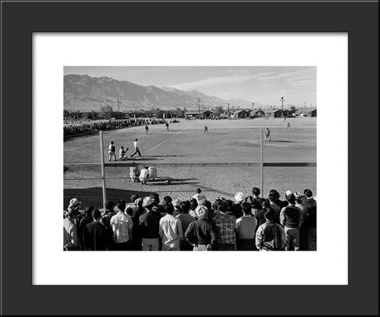 Manzanar Baseball 20x24 Black Modern Wood Framed Art Print Poster by Adams, Ansel