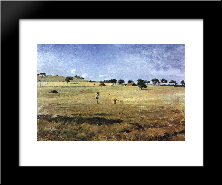A Ceifa (Lumiar) 20x24 Black Modern Wood Framed Art Print Poster by Silva Porto, Antonio da