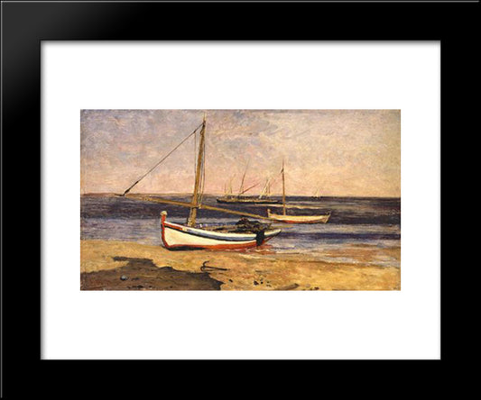 Canoas (Setobal) 20x24 Black Modern Wood Framed Art Print Poster by Silva Porto, Antonio da