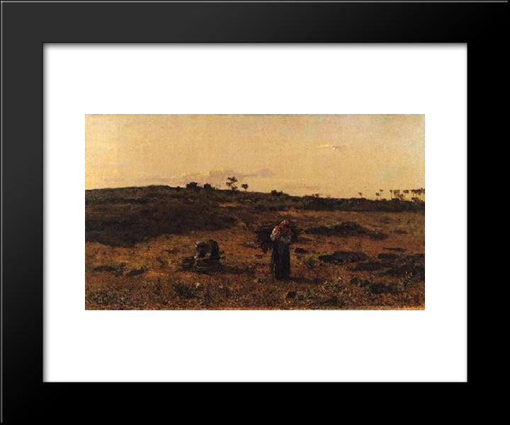 Charneca De Belas Ao Por-Do-Sol 20x24 Black Modern Wood Framed Art Print Poster by Silva Porto, Antonio da