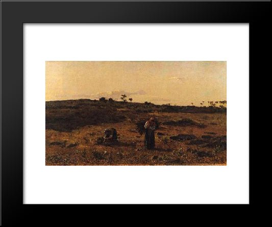 Charneca De Belas Ao Por-Do-Sol 20x24 Black Modern Wood Framed Art Print Poster by Silva Porto, Antonio da