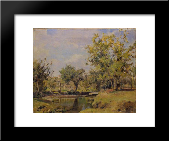Lugar Do Prado (Santa Marta - Minho) 20x24 Black Modern Wood Framed Art Print Poster by Silva Porto, Antonio da