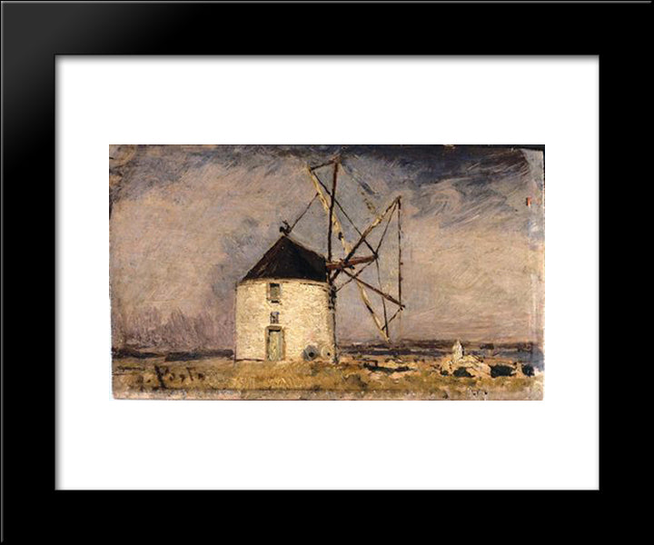 Moinho Do Estevo, Alcochete 20x24 Black Modern Wood Framed Art Print Poster by Silva Porto, Antonio da