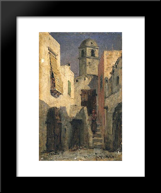 Na Ilha De Capri 20x24 Black Modern Wood Framed Art Print Poster by Silva Porto, Antonio da