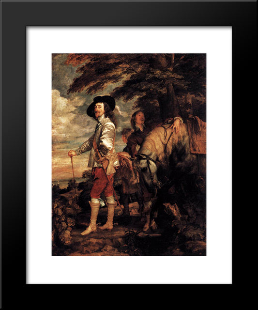 Charles I, King Of England At The Hunt 20x24 Black Modern Wood Framed Art Print Poster by van Dyck, Anthony