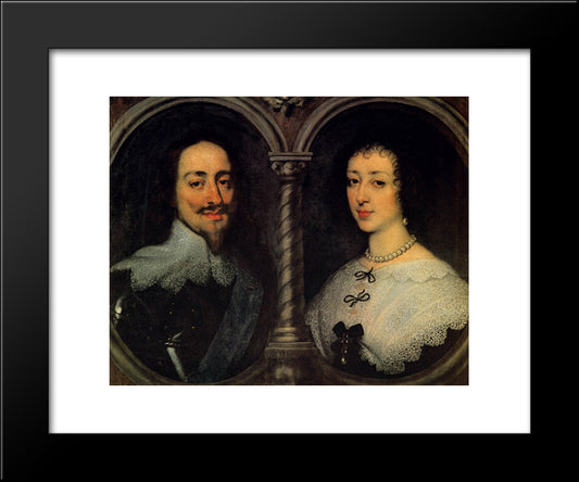 Charles I Of England And Henrietta Of France 20x24 Black Modern Wood Framed Art Print Poster by van Dyck, Anthony