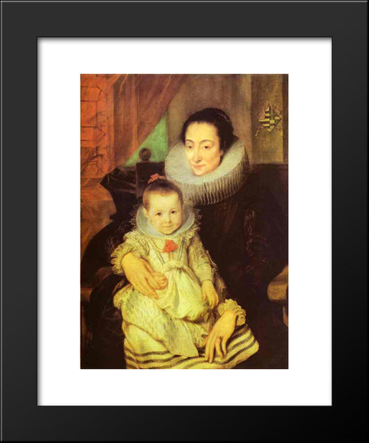 Marie Clarisse, Wife Of Jan Woverius, With Their Child 20x24 Black Modern Wood Framed Art Print Poster by van Dyck, Anthony