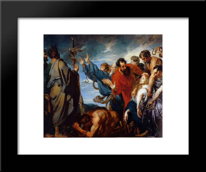 Mozes And The Brass Snake 20x24 Black Modern Wood Framed Art Print Poster by van Dyck, Anthony