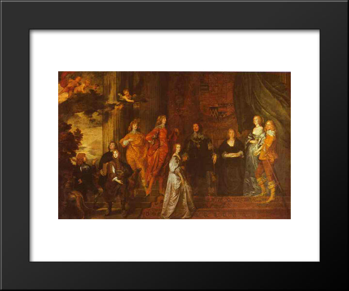 Philip, 4Th Earl Of Pembroke And His Family 20x24 Black Modern Wood Framed Art Print Poster by van Dyck, Anthony