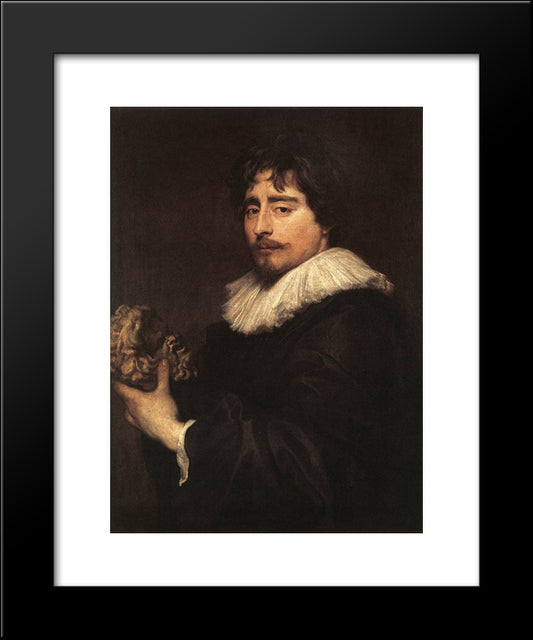 Porrtrait Of The Sculptor Duquesnoy 20x24 Black Modern Wood Framed Art Print Poster by van Dyck, Anthony