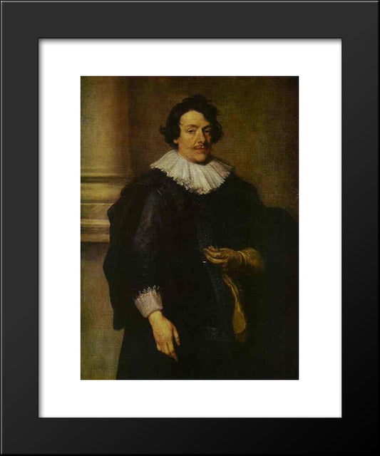 Portrait Of A Gentleman Dressed In Black, In Front Of A Pillar 20x24 Black Modern Wood Framed Art Print Poster by van Dyck, Anthony