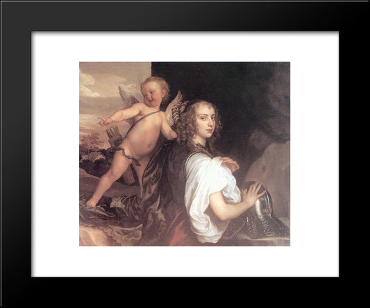 Portrait Of A Girl As Erminia Accompanied By Cupid 20x24 Black Modern Wood Framed Art Print Poster by van Dyck, Anthony