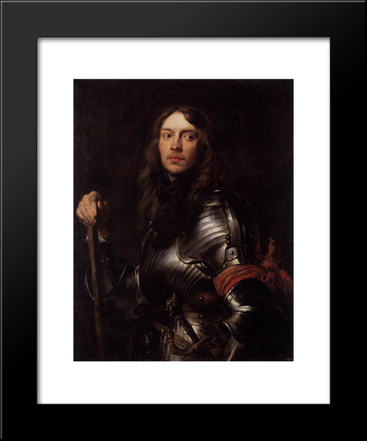 Portrait Of A Man In Armour With Red Scarf 20x24 Black Modern Wood Framed Art Print Poster by van Dyck, Anthony