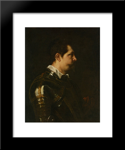 Portrait Of A Military Commander Bust Length In Profile In Damascened Armour With White Colland Red Sash 20x24 Black Modern Wood Framed Art Print Poster by van Dyck, Anthony