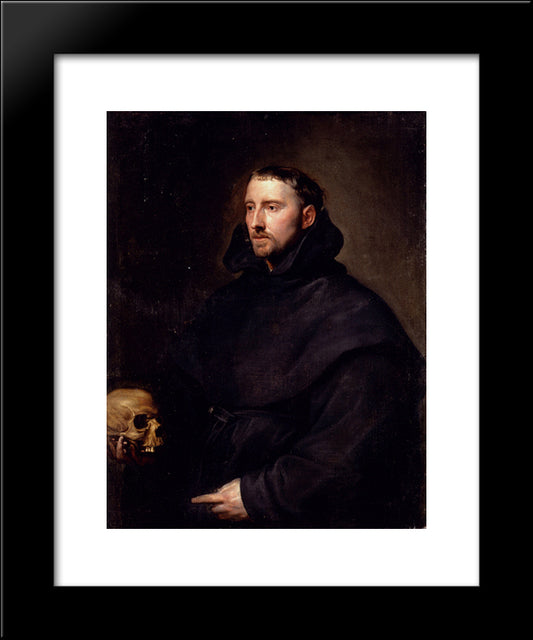 Portrait Of A Monk Of The Benedictine Order, Holding A Skull 20x24 Black Modern Wood Framed Art Print Poster by van Dyck, Anthony