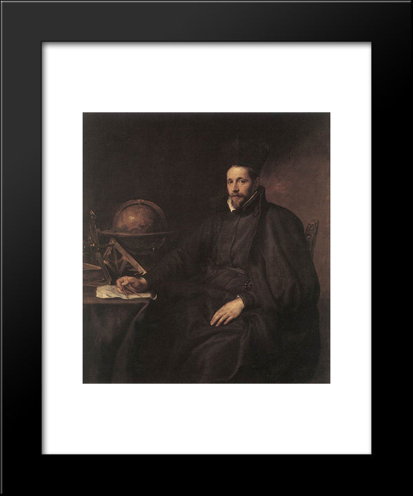 Portrait Of Father Jean Charles Della Faille 20x24 Black Modern Wood Framed Art Print Poster by van Dyck, Anthony