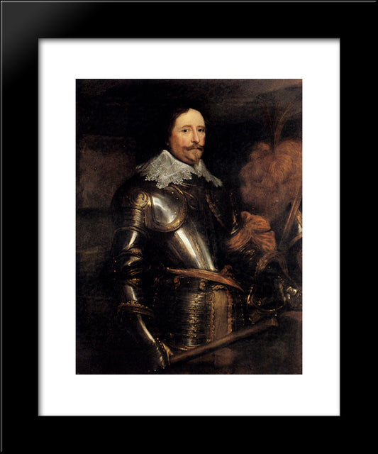 Portrait Of Frederik Hendrik 20x24 Black Modern Wood Framed Art Print Poster by van Dyck, Anthony