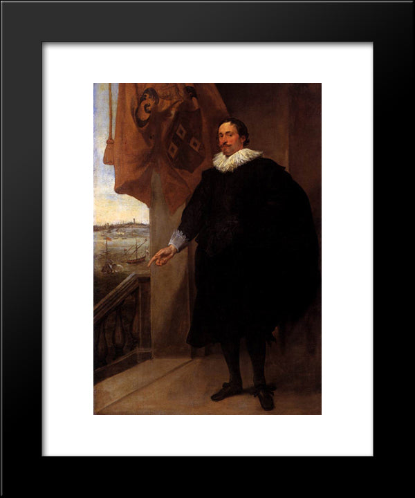 Portrait Of Nicolaes Van Der Borght 20x24 Black Modern Wood Framed Art Print Poster by van Dyck, Anthony