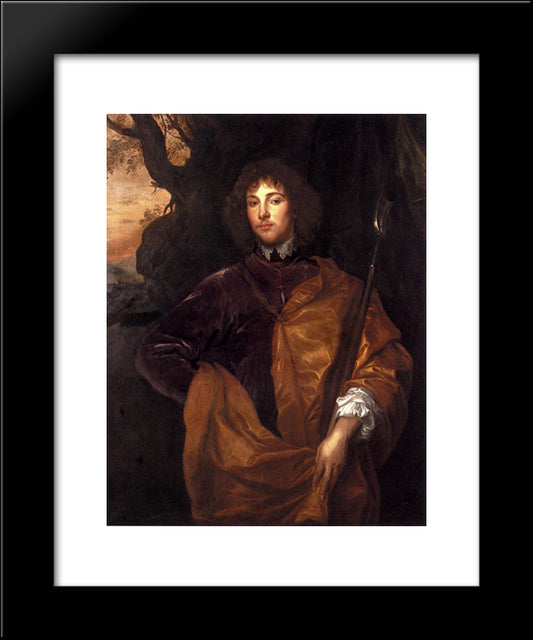 Portrait Of Philip, Lord Wharton 20x24 Black Modern Wood Framed Art Print Poster by van Dyck, Anthony