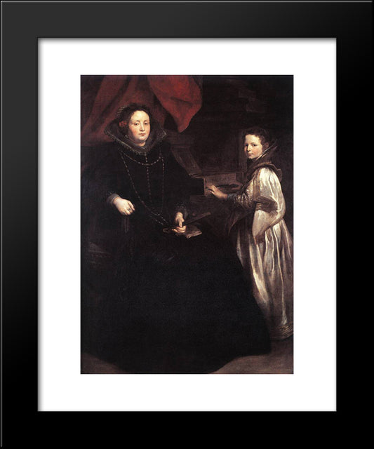 Portrait Of Porzia Imperiale And Her Daughter 20x24 Black Modern Wood Framed Art Print Poster by van Dyck, Anthony