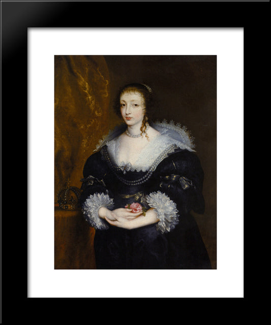 Portrait Of Queen Henrietta Maria 20x24 Black Modern Wood Framed Art Print Poster by van Dyck, Anthony