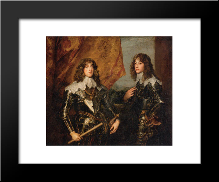 Portrait Of The Princes Palatine Charles Louis I And His Brother Robert 20x24 Black Modern Wood Framed Art Print Poster by van Dyck, Anthony