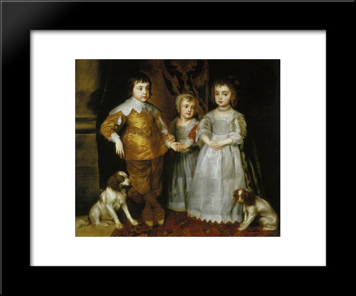 Portrait Of The Three Eldest Children Of Charles I 20x24 Black Modern Wood Framed Art Print Poster by van Dyck, Anthony