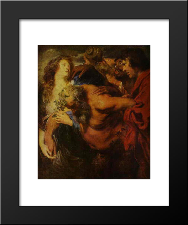 Silenus Drunk 20x24 Black Modern Wood Framed Art Print Poster by van Dyck, Anthony