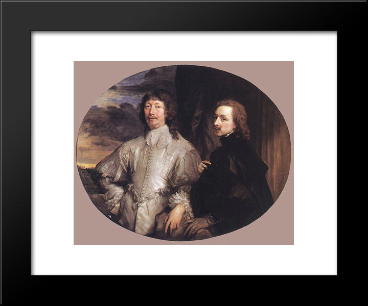 Sir Endymion Porter And The Artist 20x24 Black Modern Wood Framed Art Print Poster by van Dyck, Anthony