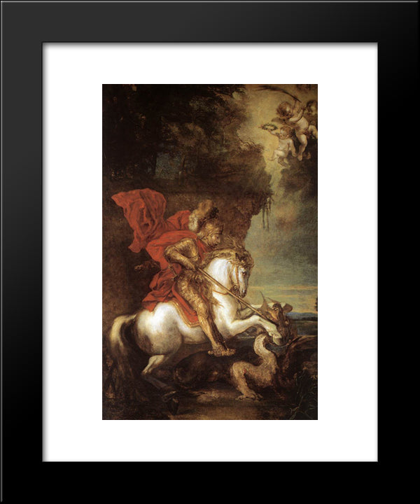 St George And The Dragon 20x24 Black Modern Wood Framed Art Print Poster by van Dyck, Anthony