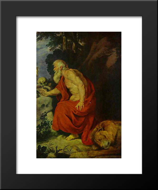 St Jerome 20x24 Black Modern Wood Framed Art Print Poster by van Dyck, Anthony