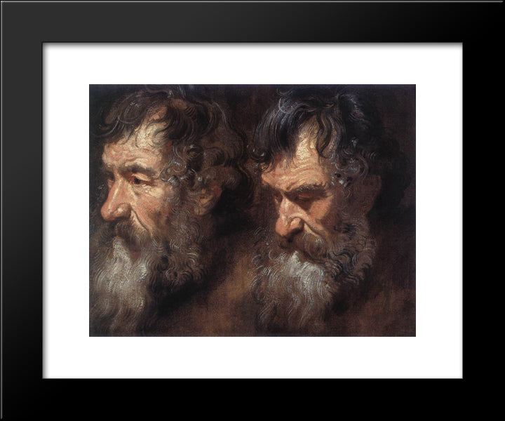 Studies Of A Man0S Head 20x24 Black Modern Wood Framed Art Print Poster by van Dyck, Anthony