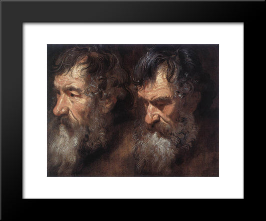 Studies Of A Man0S Head 20x24 Black Modern Wood Framed Art Print Poster by van Dyck, Anthony